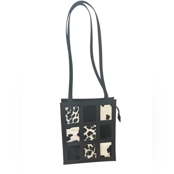 Vintage 90s black and white fur animal print shoulder bag - Picture 2 of 10